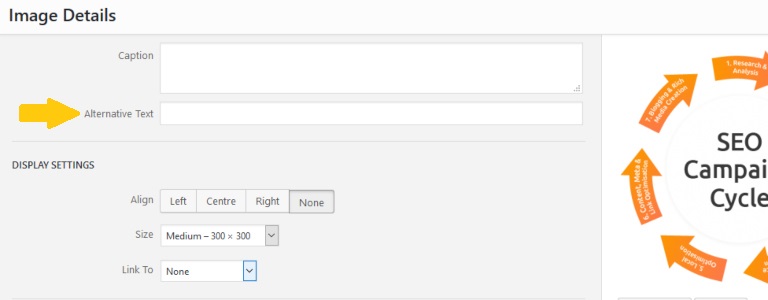 Adding alternative text on WordPress
